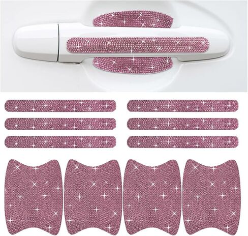 Bling Car Door Handle Protector, Bling Car Door Handle Sticker Anti-Scratch, Universal Car Door Handle Protective Cover, Shiny Rhinestone Car Decor Accessories for Women (White) in Saudi Arabia