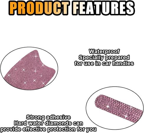 Bling Car Door Handle Protector, Bling Car Door Handle Sticker Anti-Scratch, Universal Car Door Handle Protective Cover, Shiny Rhinestone Car Decor Accessories for Women (White) in Saudi Arabia