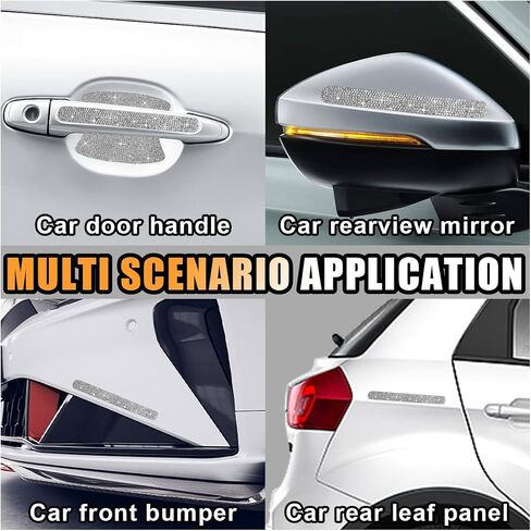 Bling Car Door Handle Protector, Bling Car Door Handle Sticker Anti-Scratch, Universal Car Door Handle Protective Cover, Shiny Rhinestone Car Decor Accessories for Women (White) in Saudi Arabia