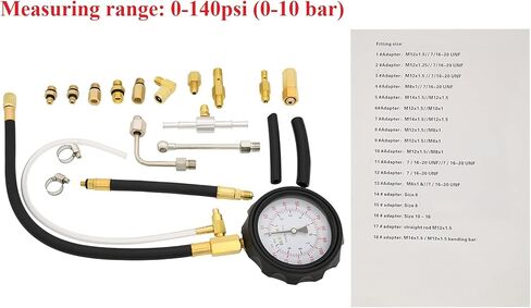 0-140PSI Fuel Injector Injection Pump Pressure Tester Gauge Kit Car Tools,Fuel Pressure Gauge Newest Updated TU-114 Fuel Pressure Tester Kit Gas Oil Pressure Tools for Cars and Trucks in Kuwait
