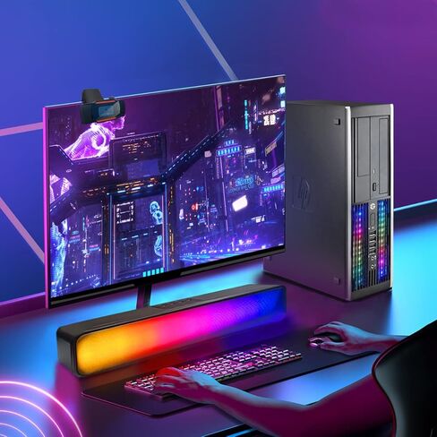 HP RGB Lights Gaming Desktop Combo I7 حتى 3.8 جيجا هرتز، 16 جيجا، 128 جيجا SSD+3T، GeForce GT 730 2G GDDR5، جديد 24 بوصة 1080P LED، WiFi، BT 5.0، RGB BT SoundBar، لوحة مفاتيح وماوس ولوحة ماوس RGB، كاميرا ويب، W10P64 (متجدد) in Kuwait