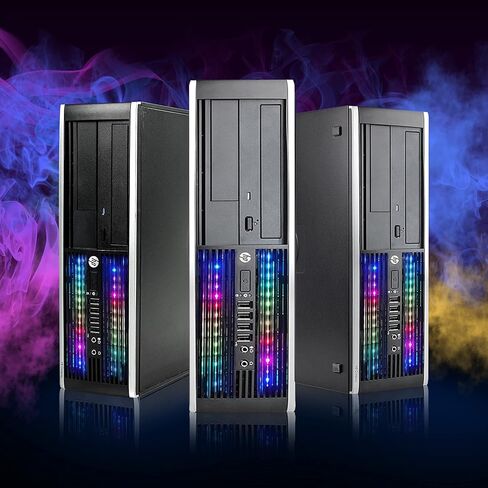 HP RGB Lights Gaming Desktop Combo I7 حتى 3.8 جيجا هرتز، 16 جيجا، 128 جيجا SSD+3T، GeForce GT 730 2G GDDR5، جديد 24 بوصة 1080P LED، WiFi، BT 5.0، RGB BT SoundBar، لوحة مفاتيح وماوس ولوحة ماوس RGB، كاميرا ويب، W10P64 (متجدد) in Kuwait
