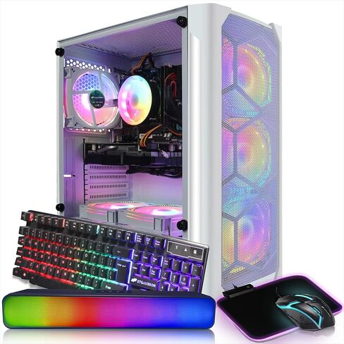 STGAubron Gaming Diamond Desktop, Intel Core I7 3.4 GHz up to 3.9 GHz, GTX 1660 Ti 6G GDDR6, 16G RAM, 512G SSD, WIFI, BT 5.0, RGB Fan x 6, RGB Keyboard & Mouse, RGB Mouse Pad, RGB BT Sound Bar, W10H64 in Saudi Arabia