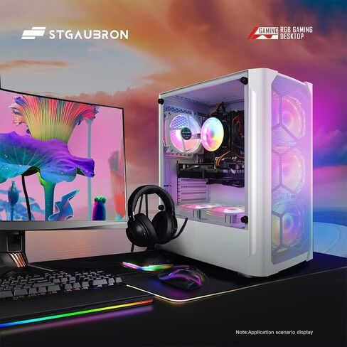 STGAubron Gaming Diamond Desktop, Intel Core I7 3.4 GHz up to 3.9 GHz, GTX 1660 Ti 6G GDDR6, 16G RAM, 512G SSD, WIFI, BT 5.0, RGB Fan x 6, RGB Keyboard & Mouse, RGB Mouse Pad, RGB BT Sound Bar, W10H64 in Saudi Arabia