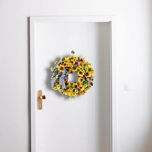 أكاليل عباد الشمس للباب الأمامي، tokcare 18 بوصة إكليل باب الربيع والصيف الأصفر مع القوس، ديكور عباد الشمس الحريري المصنوع يدويًا لديكور المنزل ومهرجان الزفاف in Kuwait
