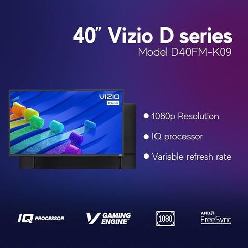 VIZIO 40" D-Series FHD LED Smart TV, Bluetooth Capable with Smartcast Built-in + Wall Mount Included (No Stands) D40FM-K09 (Renewed) in Kuwait