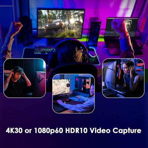 بطاقة التقاط WAVLINK 4K30/1080p120، تصل إلى 4K60 HDR10/ 2560x1440@144hz/ 1080p@240hz على PS5، PS4، Xbox Series X وS، Xbox One، في OBS والمزيد، زمن استجابة منخفض للغاية، متوافق على نطاق واسع in Saudi Arabia