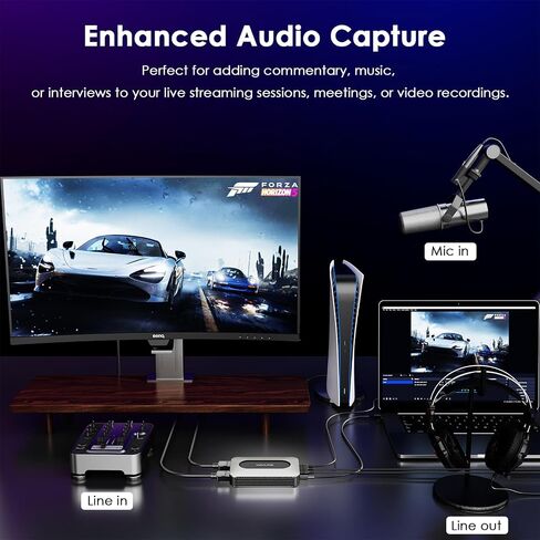 بطاقة التقاط WAVLINK 4K30/1080p120، تصل إلى 4K60 HDR10/ 2560x1440@144hz/ 1080p@240hz على PS5، PS4، Xbox Series X وS، Xbox One، في OBS والمزيد، زمن استجابة منخفض للغاية، متوافق على نطاق واسع in Saudi Arabia