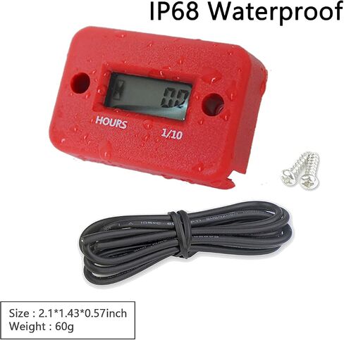 Imcore Waterproof Digital Inductive Hour Meter LCD Display with Battery Portable Engine Gauge Hour Meter for Motorcycle ATV Boat Offroad Generator Lawn Mower Snowmobile (Red) in Saudi Arabia
