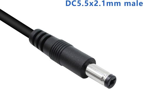 سلك طاقة USB إلى 5 فولت تيار مستمر، USB A إلى 5.5 مم × 2.1 مم و3.5 مم × 1.35 مم، كابل شحن 2 في 1 بطول 1 قدم، أسود in Kuwait