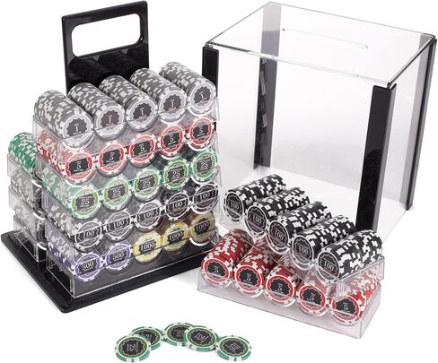 مجموعة شرائح بوكر Eclipse في حقيبة حمل أكريليك - رقائق بوكر عالية الجودة بوزن 14 جرامًا - عرض ونقل مجموعتك - حماية شديدة التحمل (1000 قيراط) in Kuwait