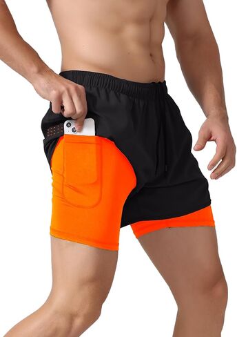 Litteking Men's Running Shorts 2 in 1 Gym Athletic Workout Short Pants Quick Dry Shorts with Pockets in Saudi Arabia