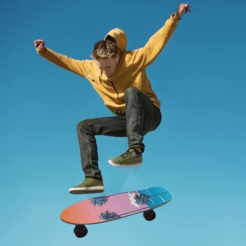 HANZHY الشاطئ مع أشجار النخيل شريط قبضة لوح التزلج خالية من الفقاعات ورقة شريط قبضة لوح التزلج سهلة الاستخدام شريط قبضة طويل مضاد للانزلاق شريط ورق رملي للأولاد والبنات والمراهقين in Kuwait