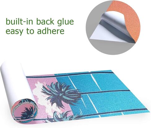 HANZHY الشاطئ مع أشجار النخيل شريط قبضة لوح التزلج خالية من الفقاعات ورقة شريط قبضة لوح التزلج سهلة الاستخدام شريط قبضة طويل مضاد للانزلاق شريط ورق رملي للأولاد والبنات والمراهقين in Kuwait