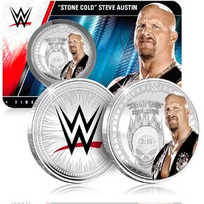 مجموعة مصارعة WWE الرسمية - Stone Cold Steve Austin Silver Coin التذكاري