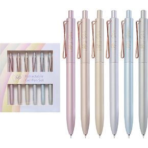 Mr. Pen- Retractable Gel Pens, 6 Pack, Black Ink Gel Pens Fine Point, Metallic Pastel Barrels