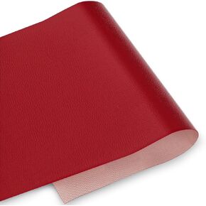 Marine Vinyl Fabric, 0.6MM Thick Soft Smooth Waterproof Synthetic Fabric Material Tube Packaging, Outdoor Boat Automotive, DIY and Crafting Pleather (Red, 12"x54")