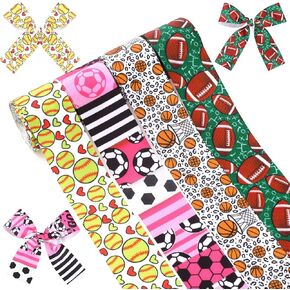 4 لفات 20 ياردة شريط الرياضة الشريط ، كرة سلة واسعة 1.5 بوصة ، كرة القدم ، الرجبي ، شريط Grosgrain الزخرفي للبيسبول لتغليف الهدايا ، الحرف اليدوية ، ديكورات الحفلات ، والأقواس