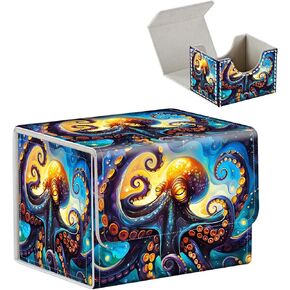 High-Capacity Art Deco Card Deck Box - Ideal Trading Card Game Storage Solution with Compact Size, and Easy Access - PU Leather Fits for TCG CCG Magic Cards(Dark Angel)