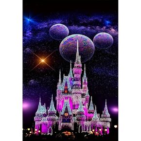 Lumicraft Starry Castle Diamond Art Kits للبالغين ، وأطقم الرسم الماس الكرتونية ، و 5 D حفر الكريستال أحجار فنون فنية للمبتدئين ديكور الجدار المنزلي 12x16in