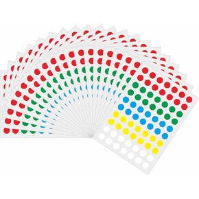 HYBSK 1400pcs Color Coding Dot Labels 1/3 inch Assorted Colors 8mm 20 Sheets 5 Colors Round Coding Dot Stickers for Envelopes Paper Scrapbook