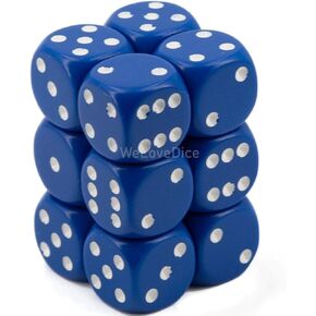 Chessex DND DICE Set D&D DICE-16MM Blue و White Polyhedral Dice DICE STENGONS و Dragons يشمل 12 زهر-D6 ، CHX25606