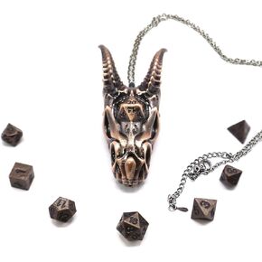 2025 Dragon Necklace for DND Dice Set ، 7-in-1 Dragon Metallic D & D Dice with Gift for Dungeons and Dragon Game ، RPG Play Play Game Gifts (Black Gold)