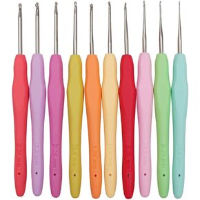 مجموعة من 10 حلاف صغير الحجم الكروشيه مجموعة 0.5mm-2.75mm مريح المقبض ناعم المقبض الكروشيه الإبر مع مقبض قبضة ناعمة لمشروع DIY