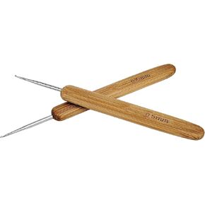 Bamboo Handle, 4pcs/Set 0.5mm +0.75mm Steel Crochet, Dreadlock Crochet Hook for Hair Braid Craft, for Dreads Tool