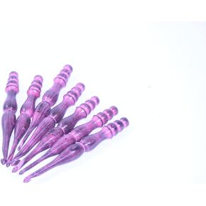 The Expo Crafts Handmade Ergonomic Wooden Crochet Hooks Set of 7 Comfortable for Arthritic Hands Versatile Crocheting Projects Knitting Yarn Gift for Her for Her Purple Glitter