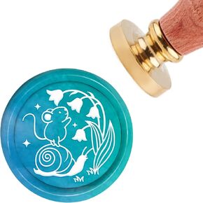 CRASPIRE Snail Wax Seal Stamp Mouse Vintage Sealing Wax Stamps Bellflower 30mm Removable Brass Head Sealing Stamp with Wooden Handle for Wedding Invitations Graduation Envelope Wrap