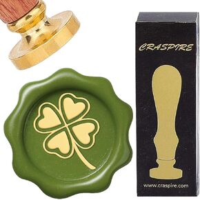 CRASPIRE CLOVER WAX SEAL Stamps مصنع ختم ختم شمع الختم 25 مم من النحاس القابل للإزالة مع مقبض Rosewood for DIY Scrapbooking دعوة الزفاف