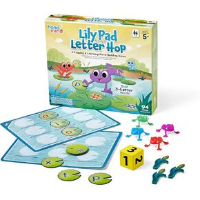 Hand2Mind Lily Pad Letter Hop - CVC & Sight Word Games ، ألعاب المهارات الحركية الدقيقة ، الإملاء وصنع الكلمات ، متعة التعلم العائلي