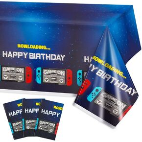 Phogary 3 Pack Video Game Formcloth ، زخارف عيد ميلاد Gamer Blue يمكن التخلص منها مستطيلات بلاستيكية مستطيلات للأطفال لوازم الحفلات اللاعب لاعب الأطفال 51 "× 87"