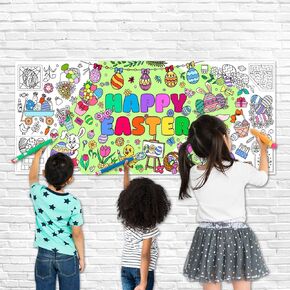 Artlunar Kids Easter Stains Stuffers Homes Happy Easter Giant Coloring Poster & Tablecloth - 31 × 72 بوصة لافتة تلوين الورق Jumbo للحرف والأنشطة والألعاب والحفلات وديكور الفصول الدراسية in Kuwait