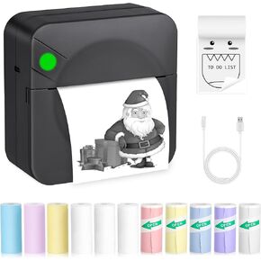 Mini Sticker Printer,Mini Pocket Thermal Printer with 11 Rolls Paper,Bluetooth Inkless Printer Compatible with Android & iOS,Portable Receipt Printer for Photo,Journal,Memo,Travel,Purple in Kuwait