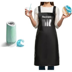 Resiners 1pc Apron & Purair Air Purifier - 38 بوصة مئزر بوليستر مقاوم للماء مع جيوب للإبوكسي الراتنج ، الحرف ، المطبخ ، الطلاء ، البستنة