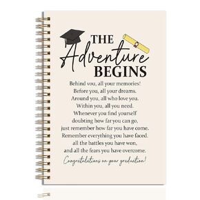 JHFDTY Graduation Gifts for Her Him Inspirational Notebook Journal High School University College Senior PHD Masters Degree Graduation Gift Ideas for Women Men Hardcover 160 Pages Spiral Notebooks