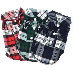 Pack 3colors Pet Basic Plaid Shirt All Breeds Dog Clothes Small Dog Plaid Polo Shirt Medium Dog shirt Large Dog shirt Cat T-Shirt for All Seasons
