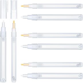 4 Pack White Refillable Paint Pen Fillable Paint Pens Empty Painting Markers Acrylic Marker Clear Refillable Painting Pens for Touching Up Graffiti Paper Drawing