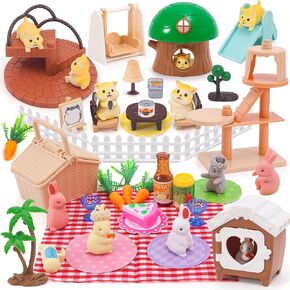 Pet Pretend Play Toys Hamster Figures Playset Toy Realistic Detailed Pet Care Center Hamster Care Role Play Educational Toys Gift for Kids Toddlers Boys and Girls