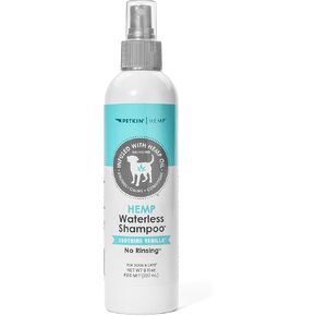 Petkin Hemp Hempless Dog Shampoo Spray - مع زيت القنب وخلاصة الفانيليا المهدئة ، 8 أوقية أوقية - للقطط والكلاب - تهدئة ، التضخيم والظروف ، تحافظ على رائحة الحيوانات الأليفة بشكل رائع - للمنزل والسفر