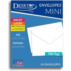 Mini White Envelopes - 2 1/4" x 3 5/8" - For Florist Cards, Gift Cards, Business Cards, Enclosure Cards (100 Pack)