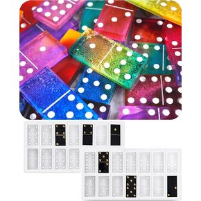 Complete 55 Domino Set Molds for Epoxy Resin – Full 0-0 to 9-9 Standard Size Dominoes – UV Resin Domino Mold Kit for Family Game Night & Gifts (Double 9)