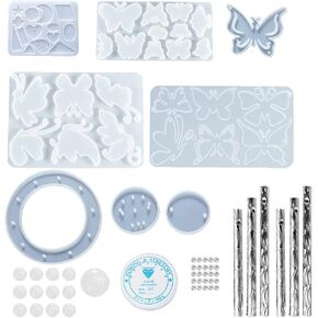 28 pcs Wind Chimes Resin Molds, BOSOIRSOU Butterfly Epoxy Resin Molds with Craft Supplies Wind-Bell Molds Earring Pendants Ornaments Mold for Home Garden Patio Outdoor Decor