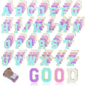 104 Pcs Chenille Letters Patches Iron on Letters Stickers Embroidered Patch Self Adhesive Chenille Patches for Crafts Clothes Hats Bags Shoes Embroidered Repair