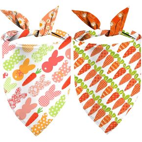 عيد الفصح Bandanas 2 Pack ، Bunnies Carrots Dog Dicfs for Boy and Girl ، Daisy Pet Orchves for PE.Ps bandanas للكلاب الصغيرة المتوسطة الكبيرة (يوم عيد الفصح ، مقاس واحد)
