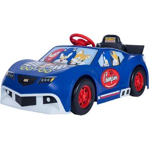 Sonic The Hedgehog 6V Grand Prix Kids Ride on Car, Rechargeable Battery, Working Headlights, Sounds, Hood Storage, 1.9mph Speed, Exciting Ride On Toys for Children Ages 3 and Up