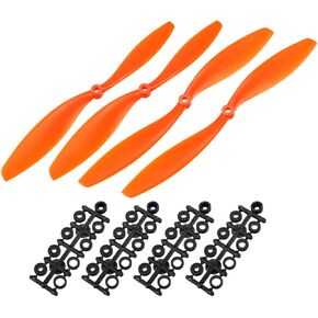 uxcell RC Propellers CW CCW 1045 10x4.5 Inch 2-Vane Fixed-Wing for Airplane Toy, Nylon Orange 2 Pairs with Adapter Rings
