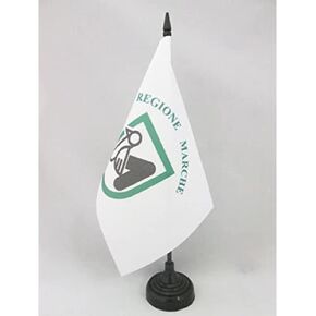 Marche Table Flag 5 'x 8' ' - إيطاليا - مكتب المنطقة الإيطالية العلم 21 × 14 سم - عصا بلاستيكية أسود وقاعدة - علم AZ